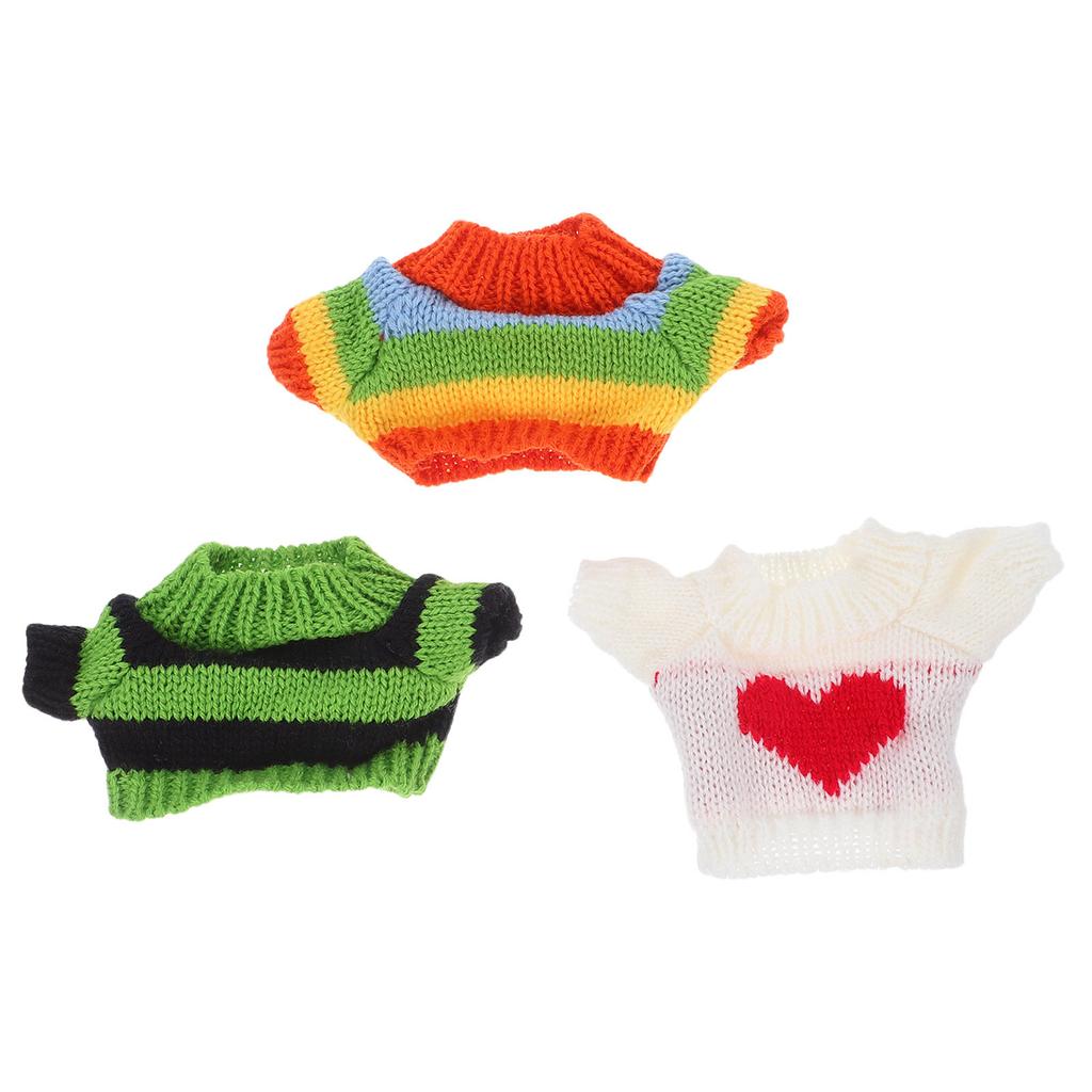 3Pcs Bear Clothes Set Soft Knitted Sweater for 14-18 Inch Stuffed Animal Decoration Creative DIY Dress Up Supplies