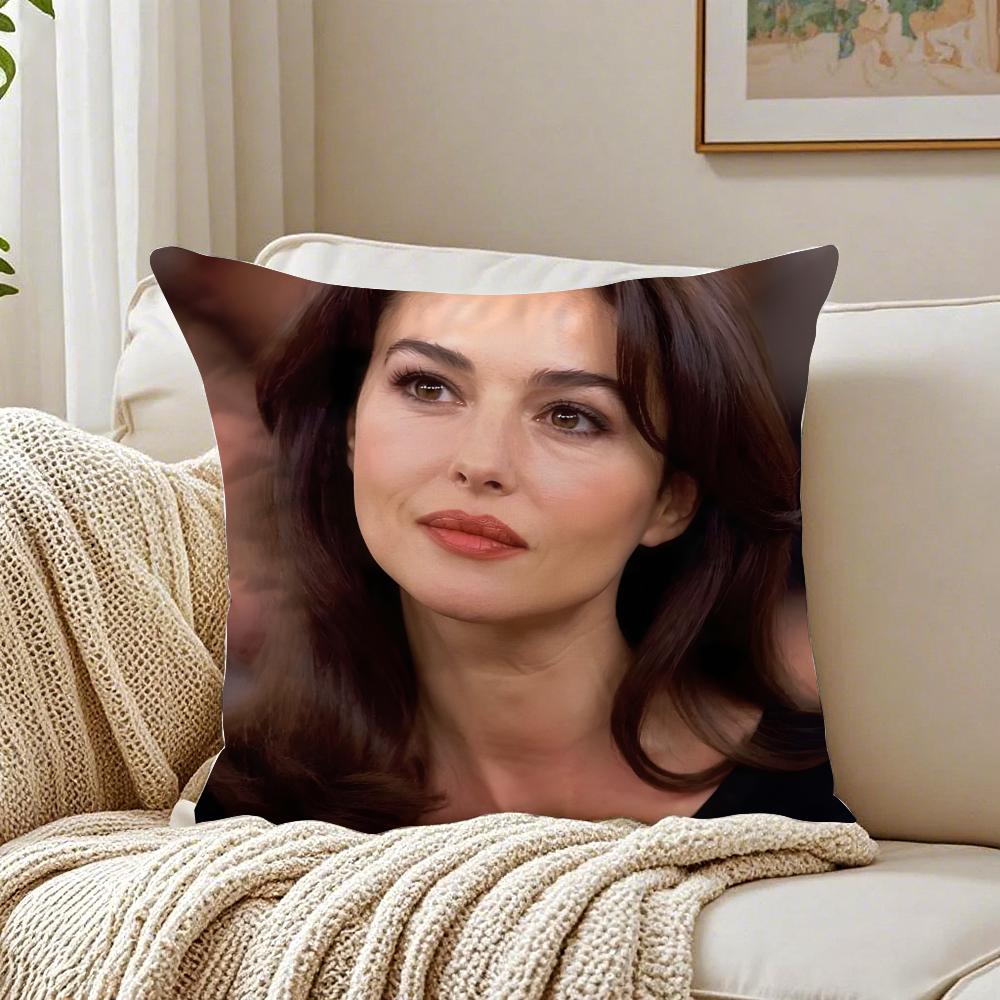 MMonica Bellucci Cushion Cover Linen Pillowcase Soft for Sofa Bed Home Room Decor