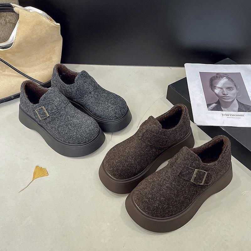 Thick-soled velvet warm Birkenstocks winter new woolen cotton shoes small snow boots