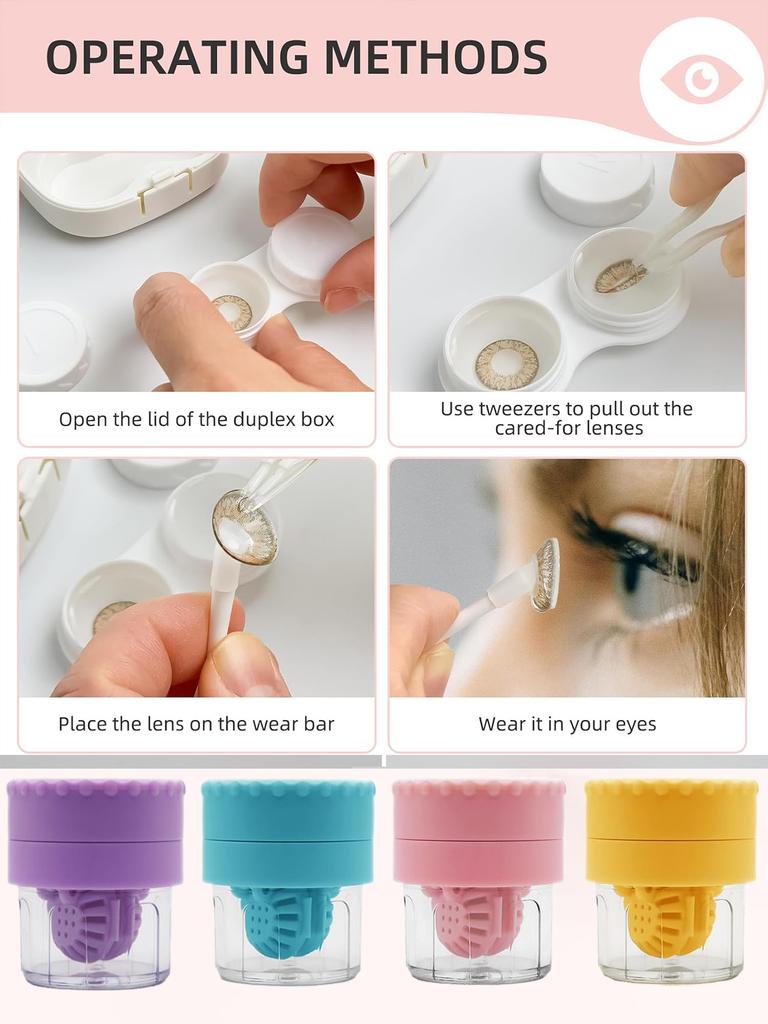 Small Portable Manual Rotary Contact Lens Cleaner, Contact Cleaning Box, Container Soaking Tool (4 Colors Available)