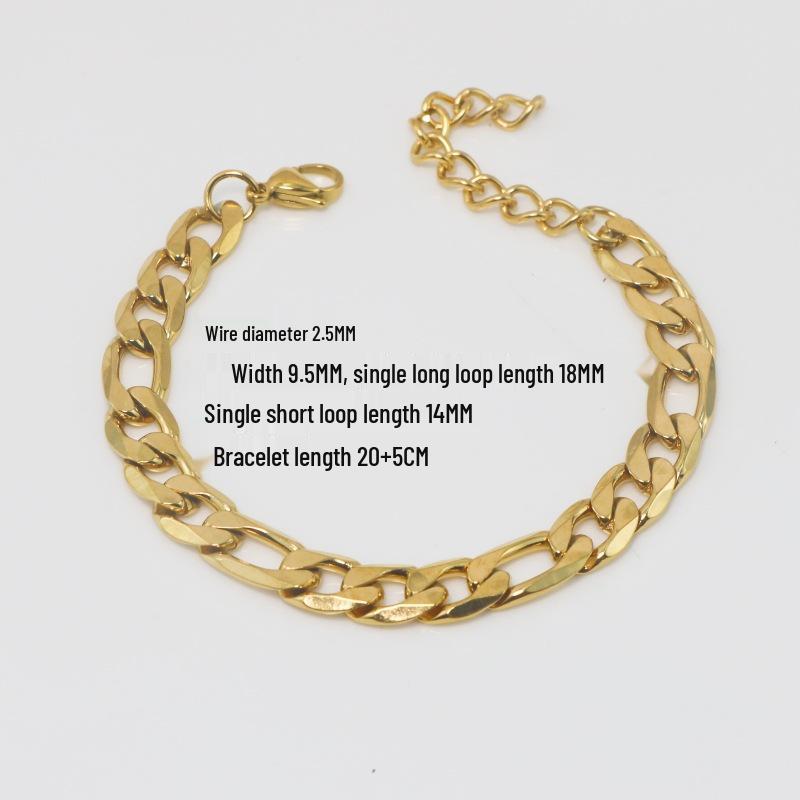 European Gold Stainless Steel Cuban Chain Bracelet: Hip Hop Trendy for Men & Women