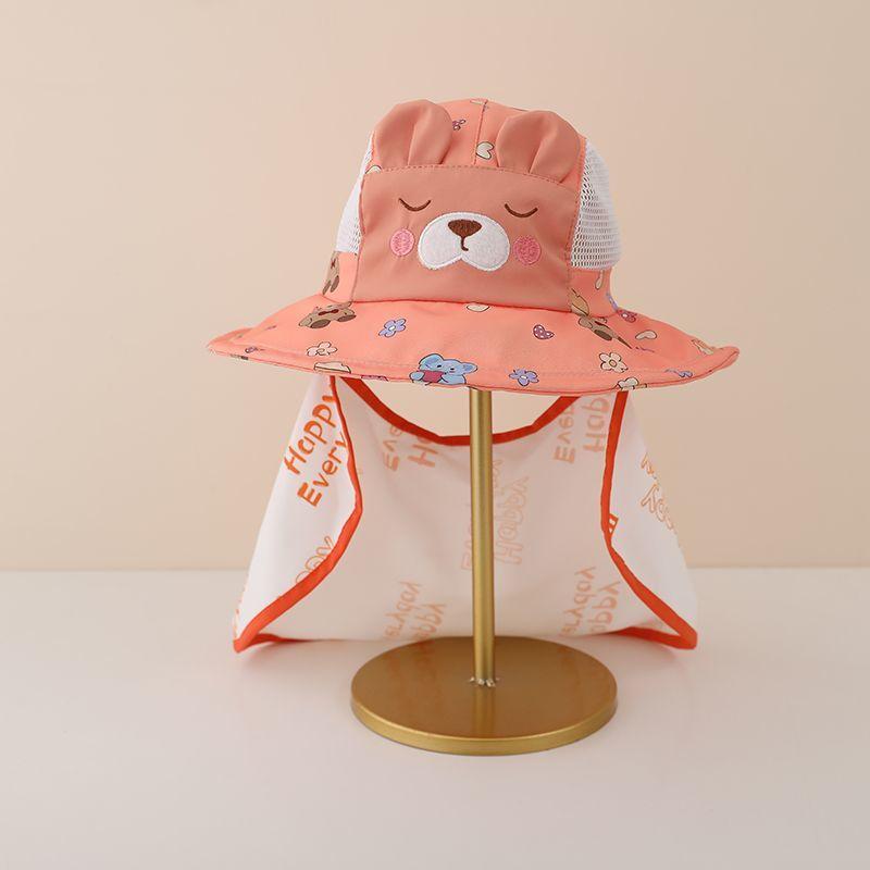 Kids Summer Mesh Sun Hat, Breathable Wide Brim Neck Protection Shawl Hat for Boys Girls