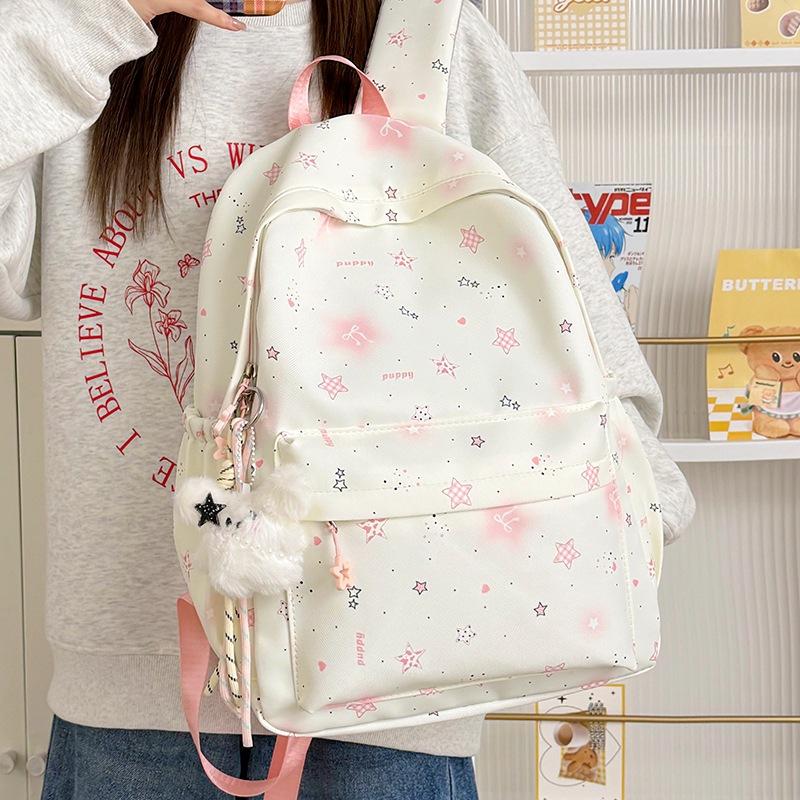 Schoolbag High-value Mori Sweet Star Printed Backpack Spring New Primary School Students Spring Outing Research Cute Little Backpack