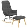 Rocking Chair with Footstool Dark Grey Fabric