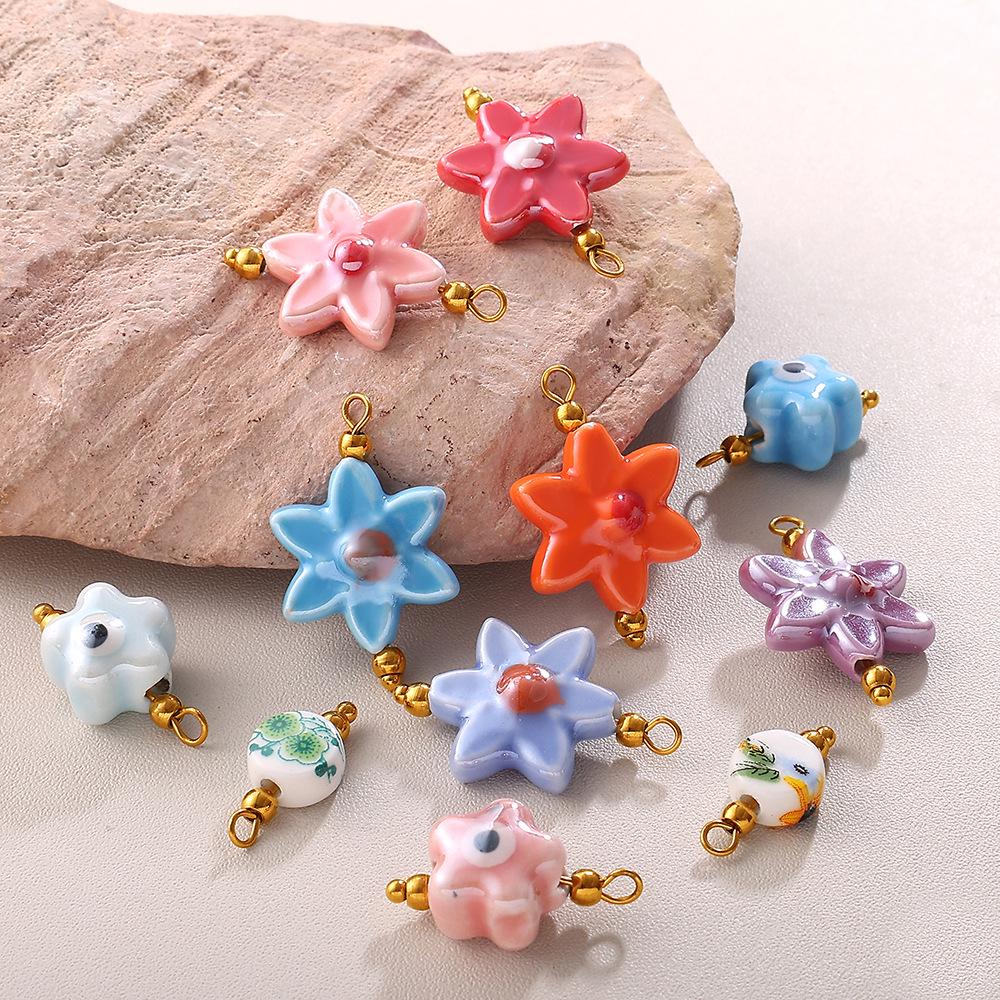 Hexagonal Flower Ceramic Beads for DIY Bracelet & Necklace Jewelry Making