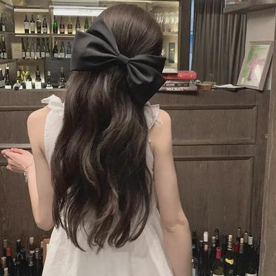 Black Oversized Bow Hairpin: 3D High-End Spring Clip for Women