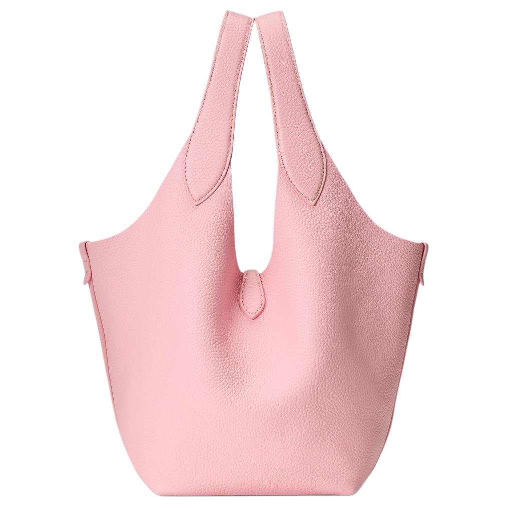 Polo Ralph Lauren Solid Color Trendy Snap Closure Small Calfskin Tote Bag Women tote bags Blush-Pink 428938031006