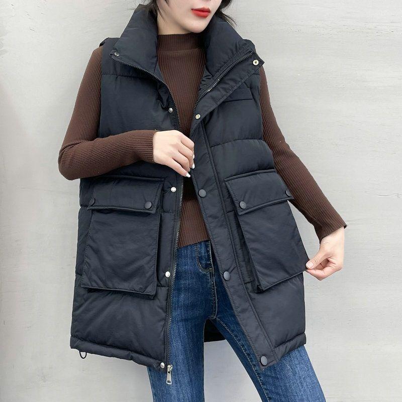 New autumn and winter loose and versatile foreign style thickened warm women's cotton vest fashionable large size vest