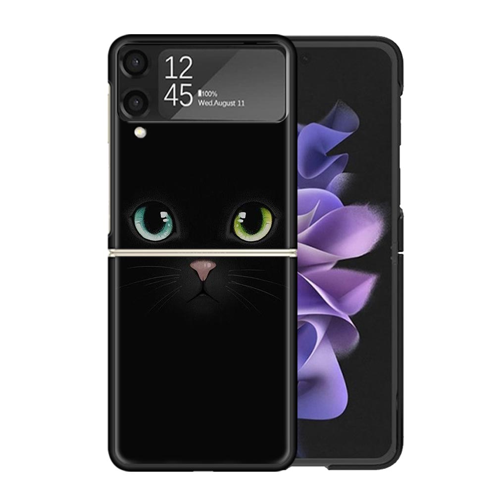 Cat Cute Kitten Cartoon Clear Phone Case For Samsung Z Flip 7 6 5 4 3 Galaxy ZFlip7 ZFlip6 ZFlip5 ZFlip4 ZFlip3 5G Print Cover Z