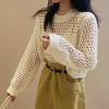 Y2K Harajuku Hollow Out Knit Pullovers Crewneck Autumn Vintage Solid Color Tops Fashion Retro Smock Sweater