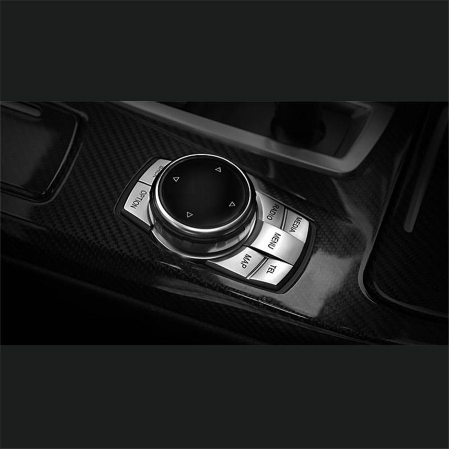 Cromato Multi-Media 7 Pulsanti Copertura Decorativa Finitura Per BMW Serie 3 4 5 6 X5 X6 iDRIVE