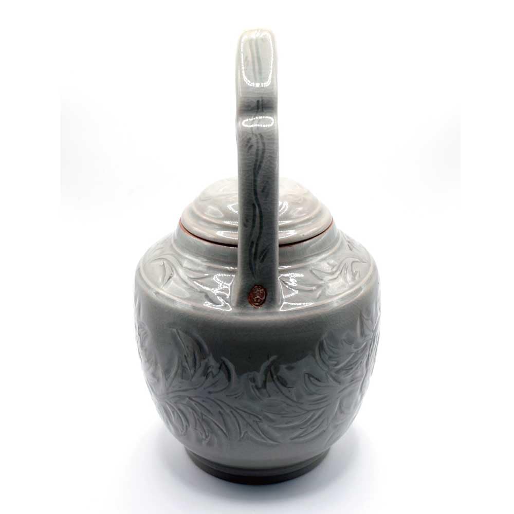 Tea Ceremony Celadon Carved Water Peony Arabesque Hozan Utensils, Jug, Design, Unrin-in Temple,