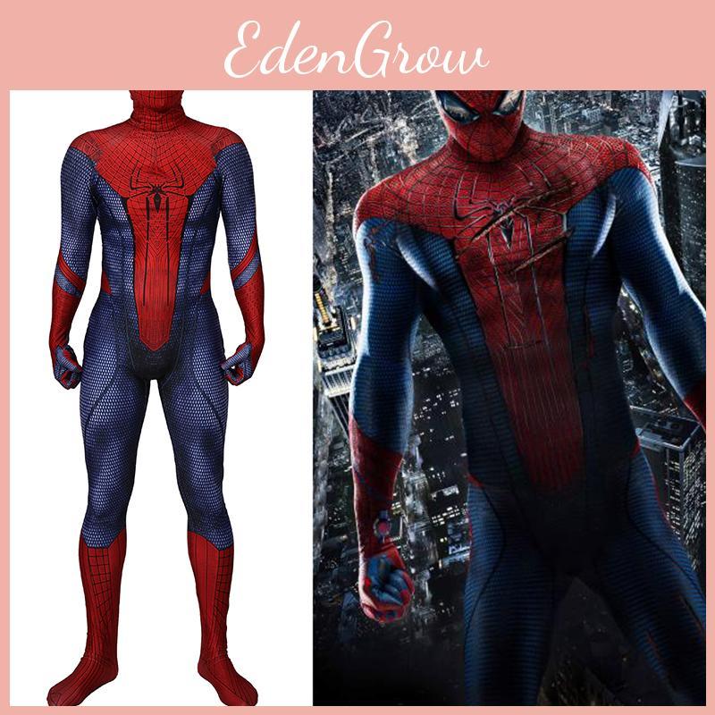 Atemberaubende Amazing Spiderman Strumpfhose Halloween Cosplay Kostüme Zentai Anzug mit exquisiter Verarbeitung und atmungsaktivem Stoff