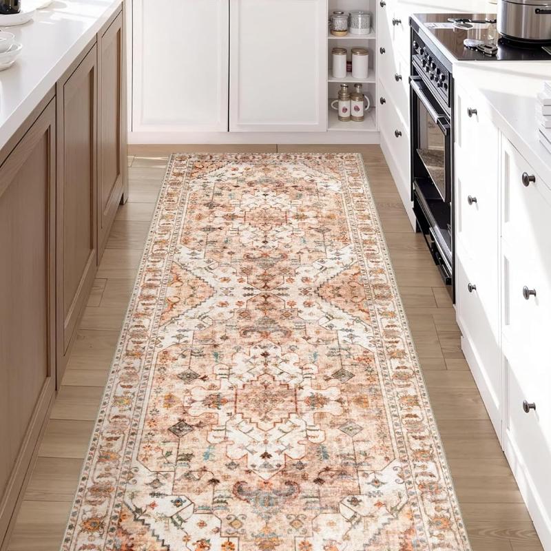 Bohemian Style Runner Rug Retro Light Luxury Kitchen Carpets Fashionable Creative  Machine Washable Non-slip Corridor Mats Tapis