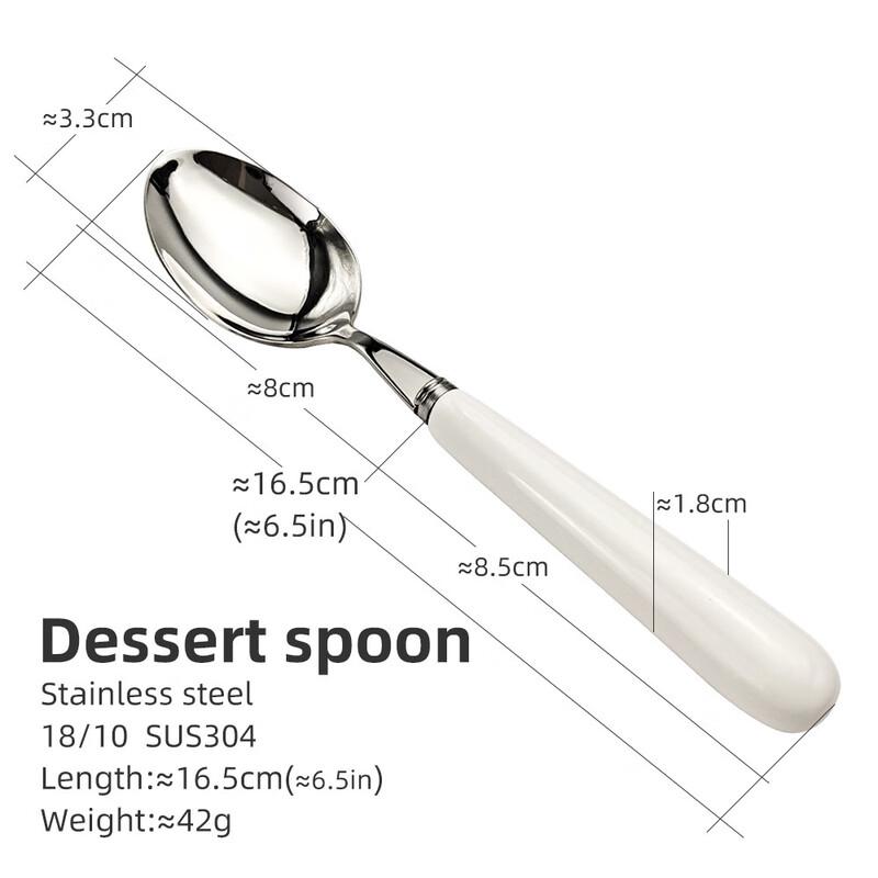 Ceramic Handle 304 Stainless Steel Dinner Spoon