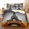 Set Biancheria da Letto Matrimoniale Cotone Torre Eiffel - Fantasia 3 Pezzi con Federe per Piumino Matrimoniale e Federe per Cuscini, Ideale per Letti di Coppia