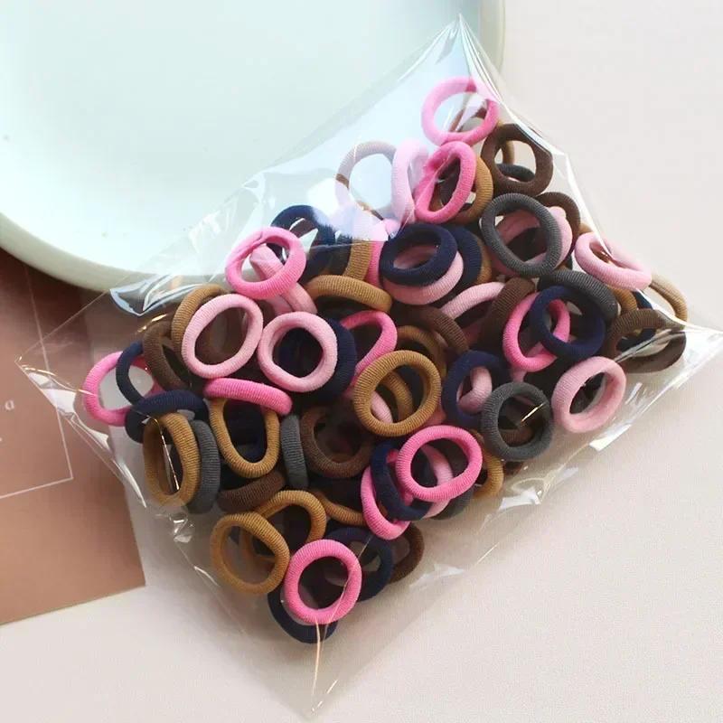 

100/500pcs Women Girls Colorful Nylon Elastic Hair Bands Ponytail Hold Small Hair Tie Rubber Bands Scrunchie Hair Accessories 100pcs