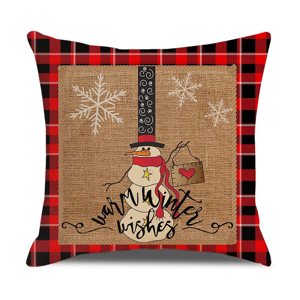 Roter Karomuster Weihnachts-Kissenbezug Leinen Sofa Kissenbezug Büro Kissenbezug Neuer Stil