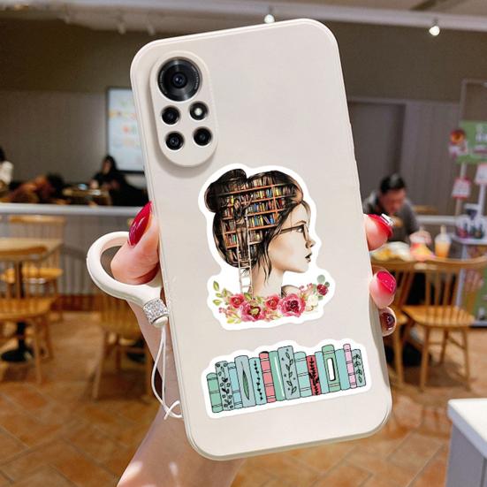 50Pcs Stationery Sticker Waterproof Vibrant Designs Love Reading Book Pattern Stickers for Kids Teens Adults