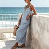 Loose Striped Wide Leg Jumpsuit for Women, Square Neck Sleeveless Wide Leg Rompers with Pockets, Casual Summer One Piece Outfit