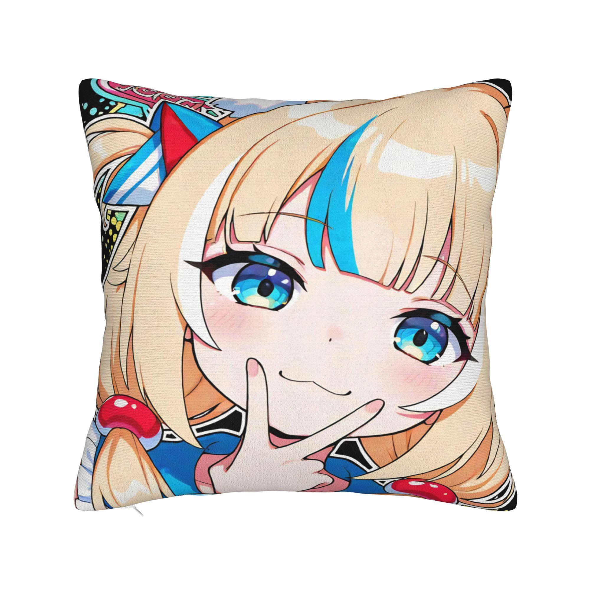

Sameko Saba X Gawr Gura Pillow Covers Printing Cushion Cover Decoration Throw Pillow Case Cover Living Room Multi-Size 12x12Inch