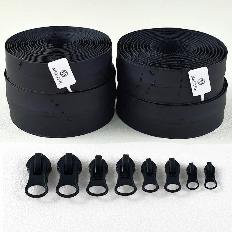 2-10M Meetee 3# 5# 8# 10# Schwarze wasserdichte Reißverschlüsse Unsichtbarer Nylon-Reißverschlussverschluss für Jacke Tasche Reißverschlussreparatur Nähzubehör