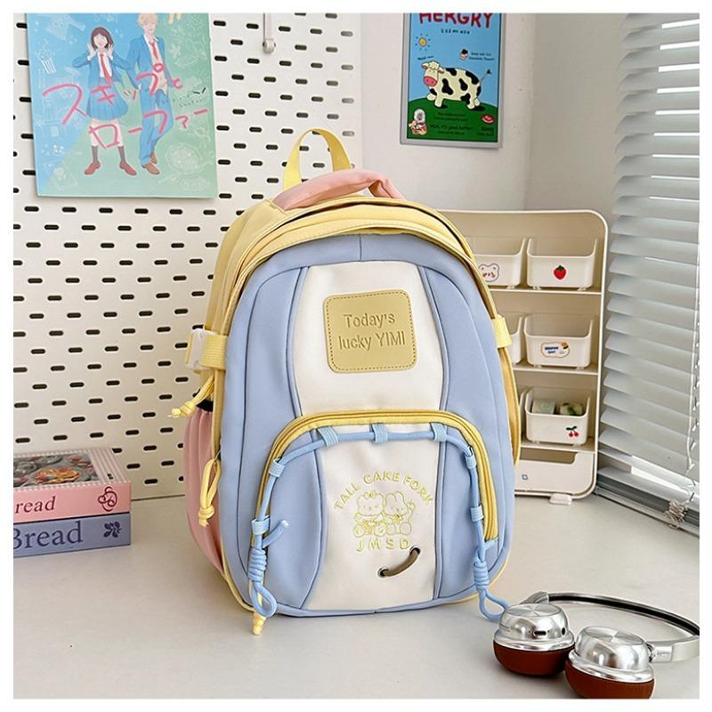 High Value, Fresh and Sweet, Contrasting Color Splicing Backpack, Girl Junior High School Student Lightweight Backpack