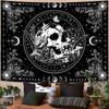 VIKAMA Black and White Skull Tapestry Hippie Natural Botanical Floral Aesthetic Living Room Dormitory Wall Hanging Home Decor
