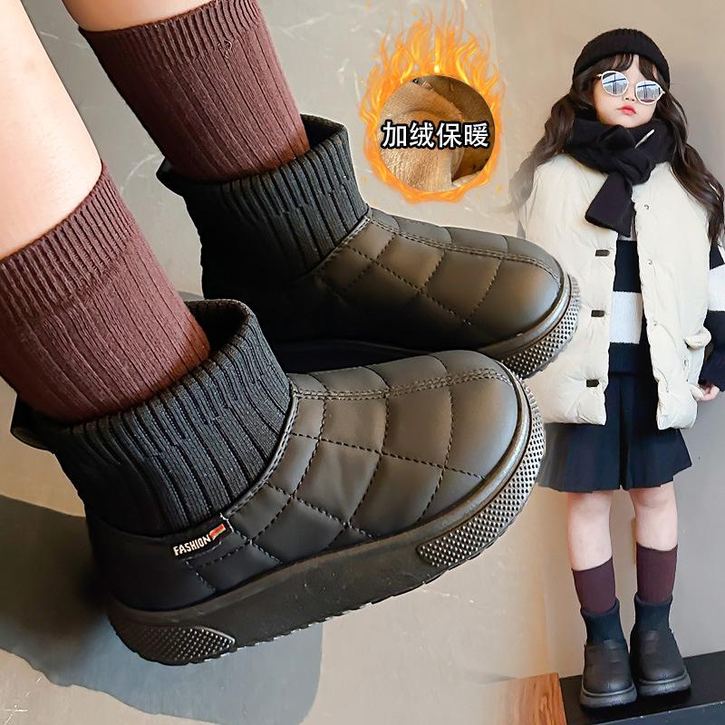 Children's Velvet Cotton Shoes 2025 Winter New Girls Socks Boots Boys Cotton Boots Warm Girls Thickened Snow Boots