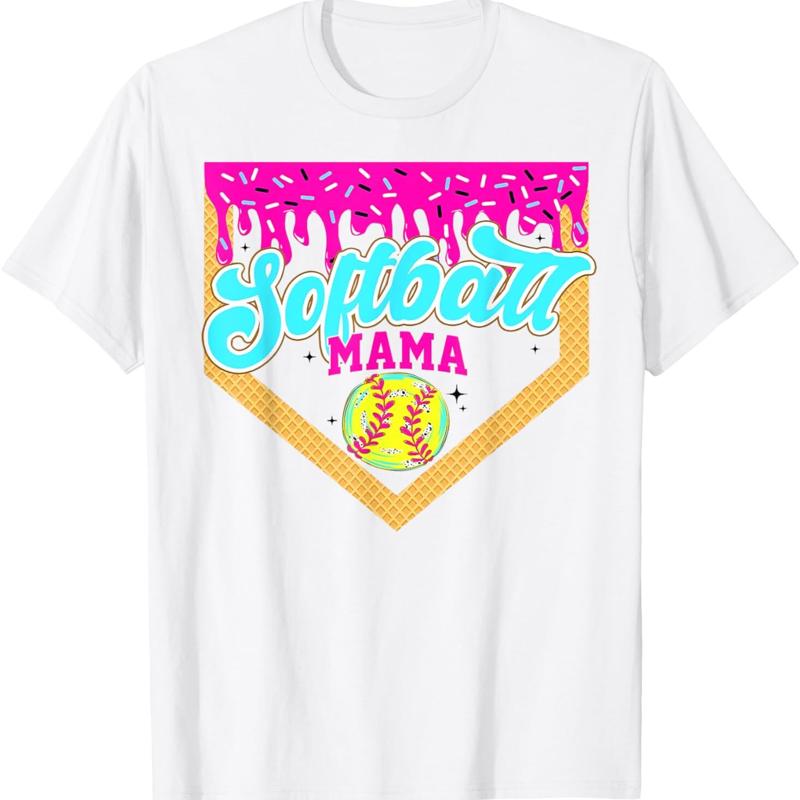 Softball Mama Drip Ice Cream Dripping Game Day Mom T Shirt