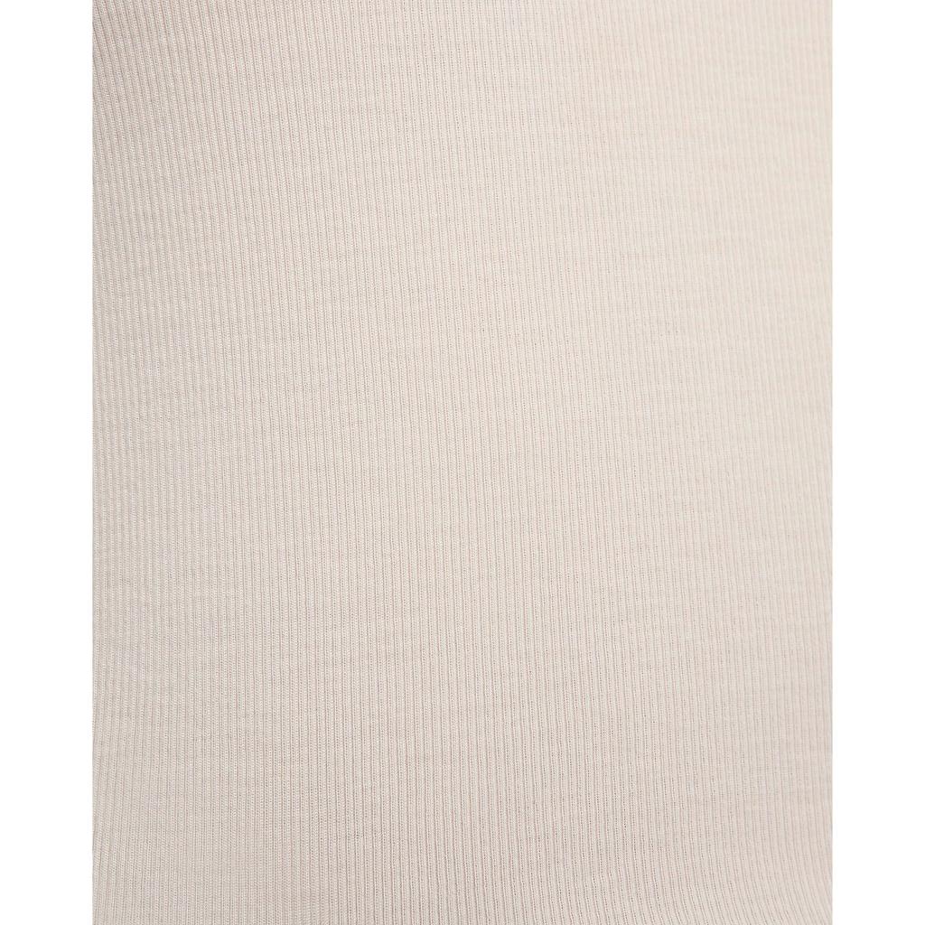 Nike Solid Color Logo Ribbed Round Neck Short Sleeve T-Shirt Women tops Beige FN3664-104