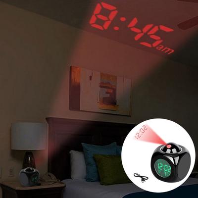 Yousheng Projektionswecker Digitalanzeige Temperaturanzeige Schlummerfunktion USB-/Batteriebetrieben Moderner Schreibtischwecker