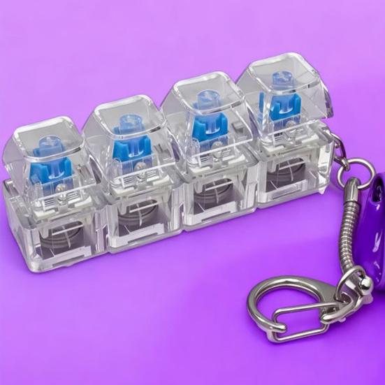 Механічна Клавіатура Брелок-Підвіска Іграшка для Зняття Стресу з Тактильним Клацаючим Звуком Прозорі Світлодіодні Кнопки Портативний Брелок