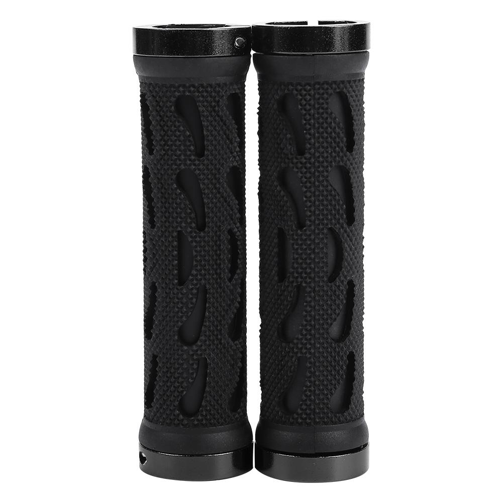 1Pair Hollow Anti Slip Rubber Road Mountain Bike Bicycle Handlebar Lock On Grips(Black)