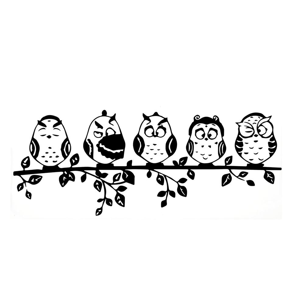 Owl Shaped PVC Wall Sticker Removable DIY Wall Decal Home Bedroom Decoration