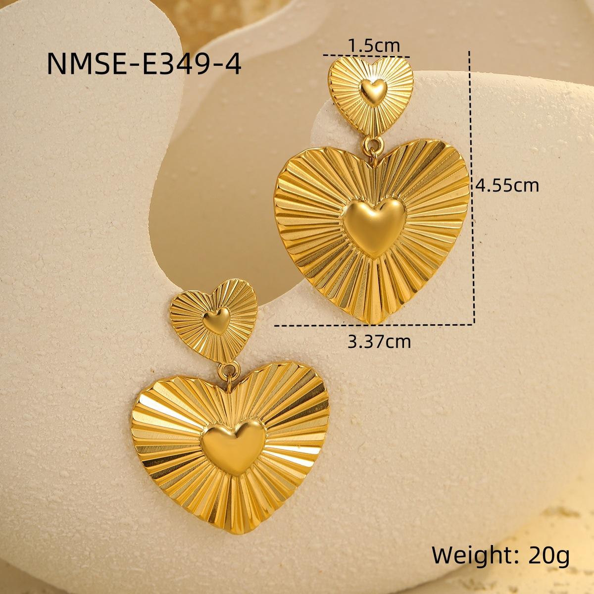 GEMCHIC Women s Love Heart Earrings Vintage French Style Textured Stainless Steel Drop Earrings