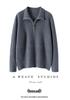 Elegant European Cashmere Lambswool Zip-Up Sweater for Women