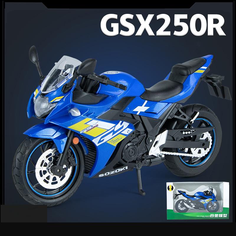 

1/12 масштаб Suzuki GSX250R Тип двигателя, имитация литья под давлением, игрушечный дорожный автоцикл, коллекция автомобилей 1/12-Size:17*8*10cm синий