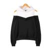 Ladies' Fashion Trend Off Shoulder Fake Two-piece Hooded Sweatshirt