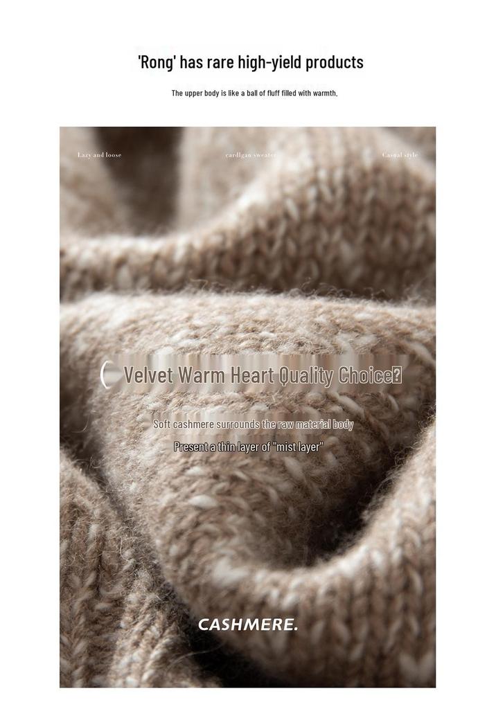 Women's Korean Style Floral Yarn Cashmere Sweater - Autumn/Winter Half-High Collar Loose Slimming Pullover