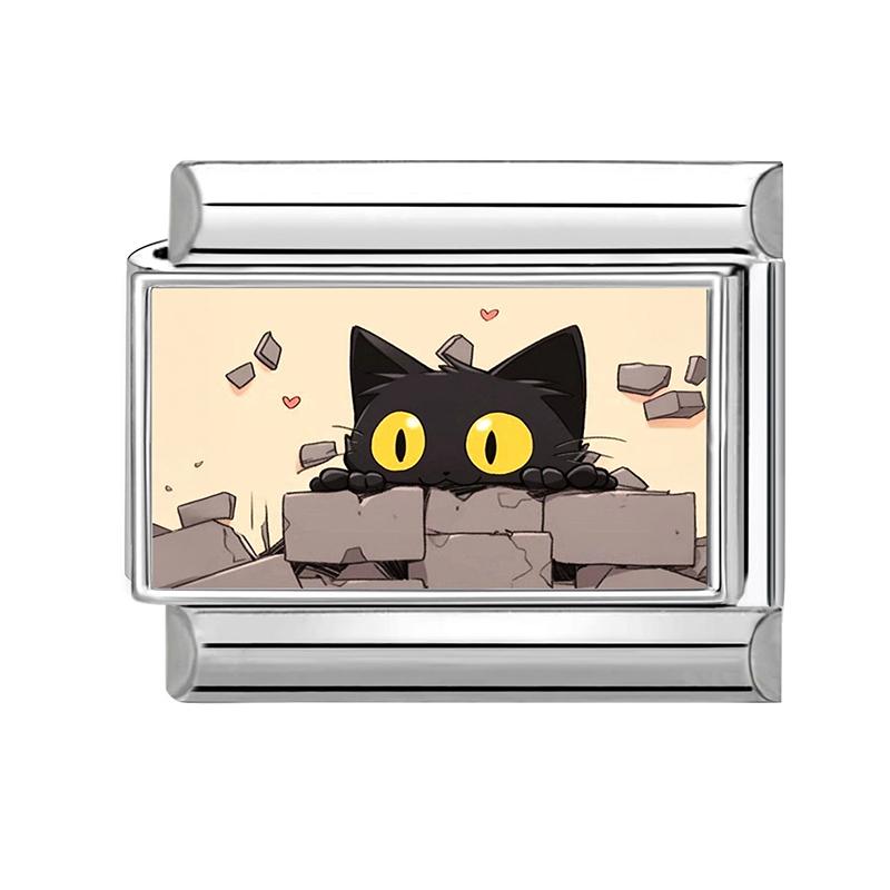 Y2K Lovely Animals Cat Dog Rabbit Moon Butterfly Flower Cactus Italian Charm Fit 9mm Stainless Steel DIY Making Bracelet Jewelry