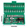 46PCS Master Mechanic Tool Kit with 3/8" Ratchet, SAE/Metric Sockets, Torx/Hex Bits, Extension Bars - Professional Grade