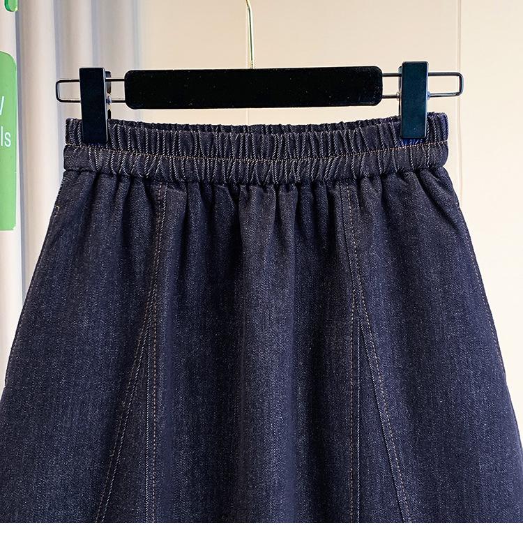 Spring/Summer Plus Size Elastic Waist Denim Skirt: Figure-Flattering, Tummy-Concealing, Fashionable Ruffle Hem for Women