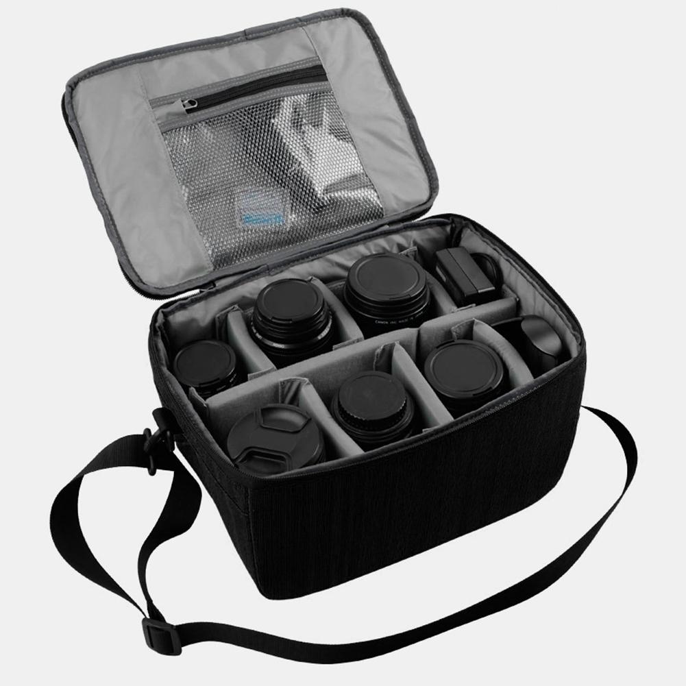 Waterproof DSLR Camera Lens Bag with Strap Insert Partition Pouch Protect Case(black)