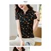 Mesh Short-sleeved Shirt Summer New Fashion Slimming Printed Top Large Size Middle-aged Women's Clothing
