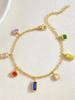 925 Sterling Silver Simple classic Zircon Colorful Necklace Bracelet Set For Women Anniversary Party High Quality Fine Jewelry