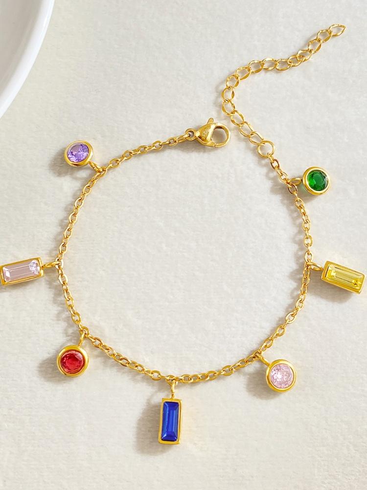 925 Sterling Silver Simple classic Zircon Colorful Necklace Bracelet Set For Women Anniversary Party High Quality Fine Jewelry