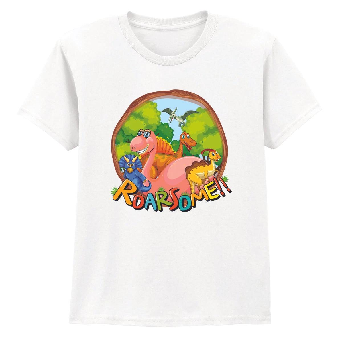 Roarsome!! Dinosaurs Animals Kids T-Shirt Boys Girls Jungle Adventure Tee 100