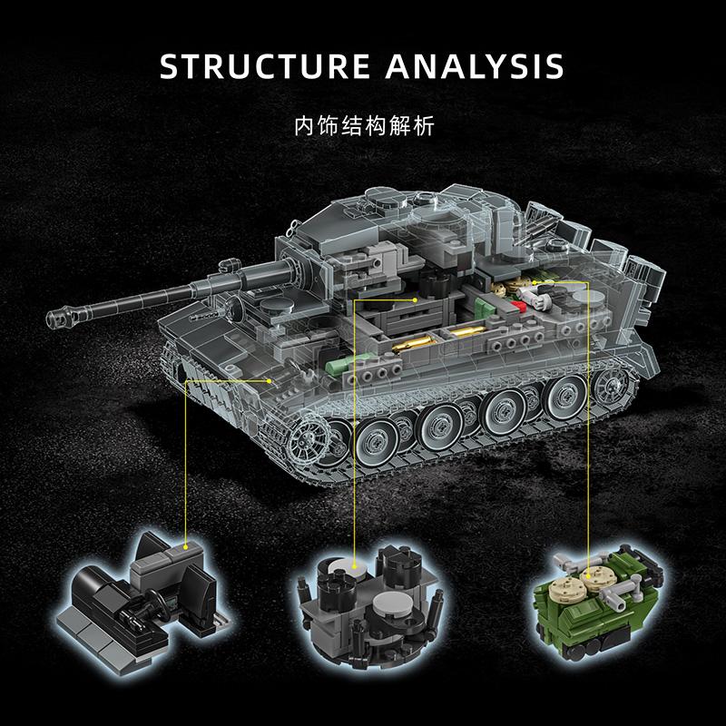 NEW Military Vehicle Blocks MOC Kits Tiger Tank S04/1322 Assembly Model DIY Panzer Bricks Puzzle Toys Adults Collection Gifts