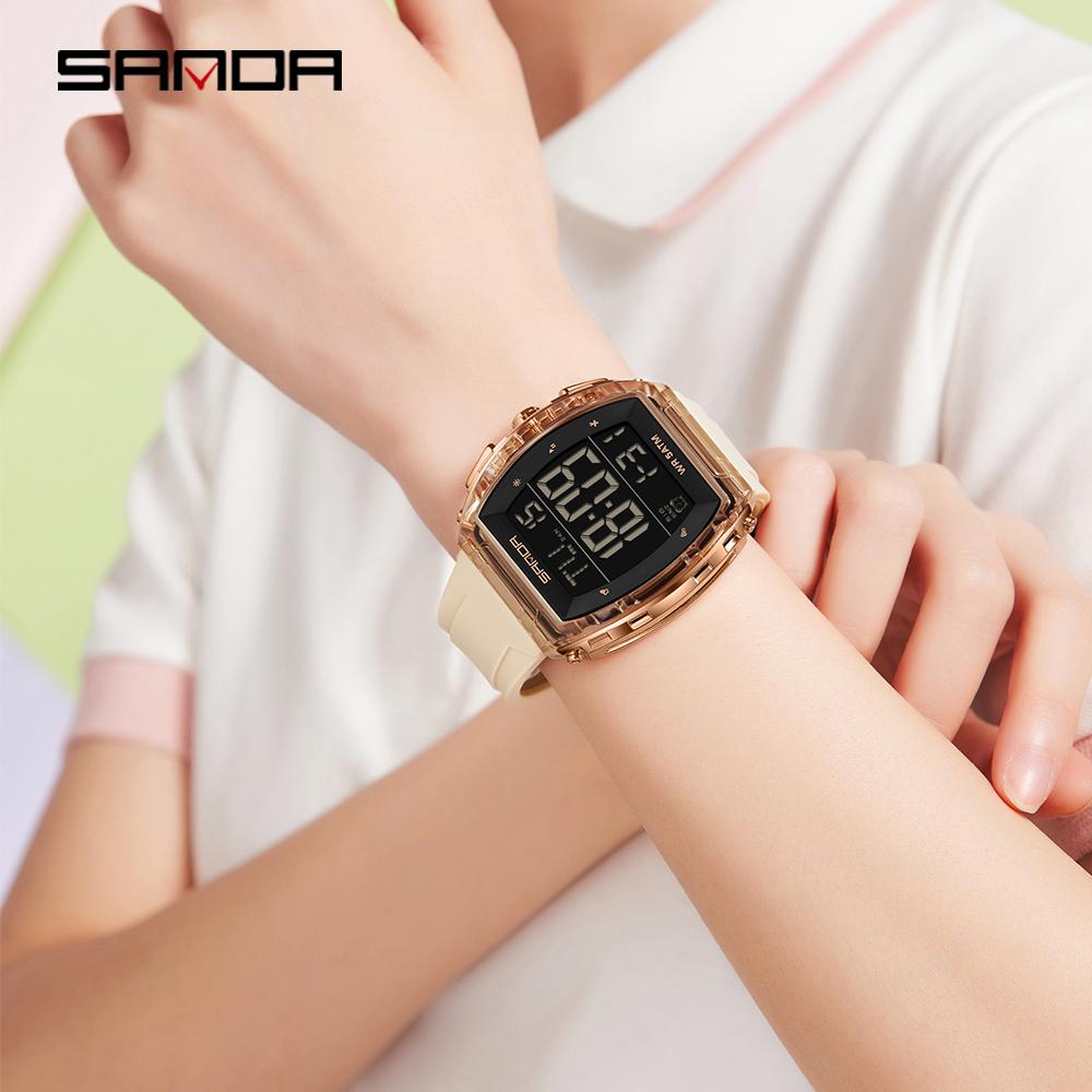 SANDA New 6286 Men's Electronic Watch Wine Barrel Shaped Multifunctional Waterproof LED Men's Electronic Watch